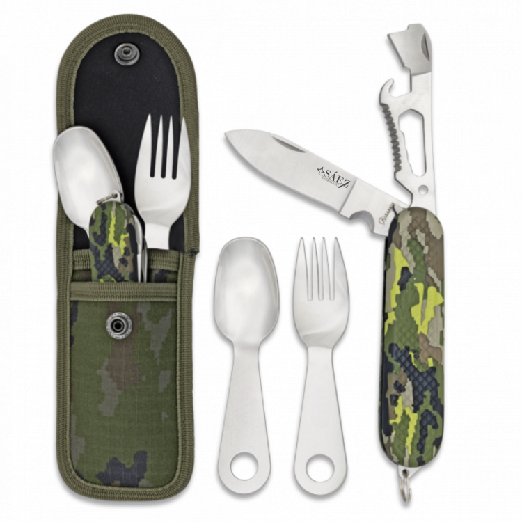 Set Cubiertos Ejército Español con Funda Camuflaje
